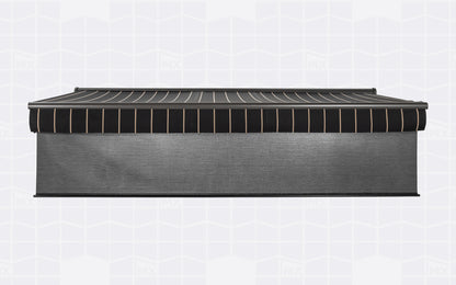 Front screen on an awning for extra UV protection.