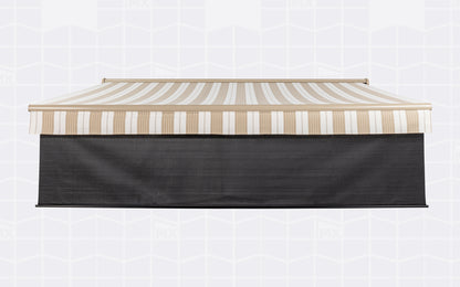 Full-width front screen on a beige awning.